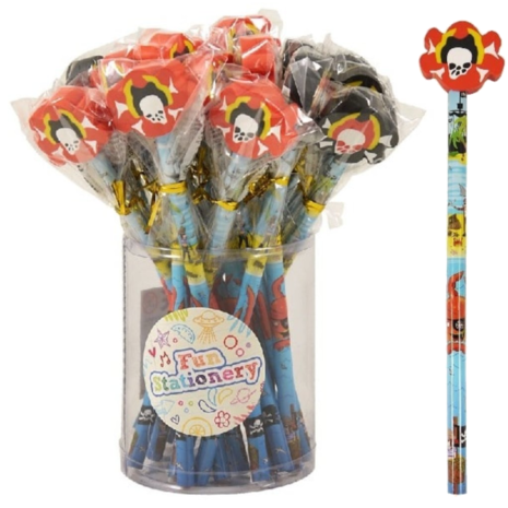 Henbrandt Piraten Potlood met Gum 19cm | 24 stuks