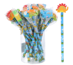 Henbrandt Crayon dinosaure avec gomme 19 cm | 24 pièces