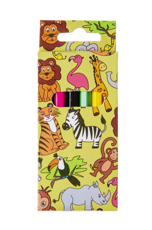 LG Imports Crayons de couleur Animaux de la jungle 9 cm | 24 boîtes
