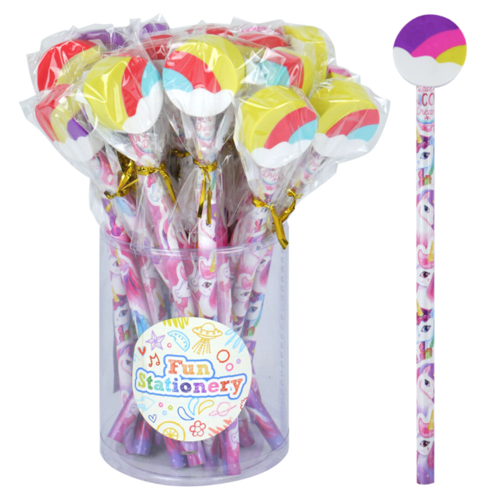 Henbrandt Unicorn Pencil with Eraser 19cm | 24 pieces