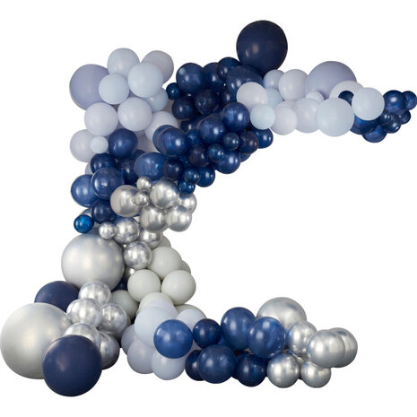 Ginger Ray Luxuriöser silber-blauer DIY-Ballonbogen, 12 Meter | pro Set