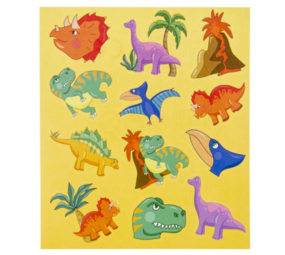 LG Imports Planche d'autocollants dinosaures 12 x 10 cm | 12 feuilles