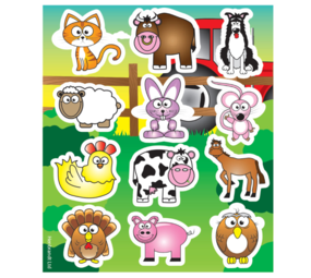 Henbrandt Planche d'autocollants Animaux de la ferme 12 x 10 cm | 12 feuilles