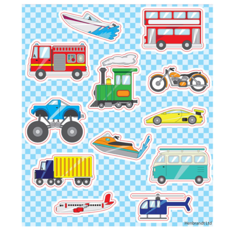 Henbrandt Voertuigen Stickervelletje 12x10cm  | 12 velletjes Henbrandt Voertuigen Stickervelletje 12x10cm  | 12 velletjes