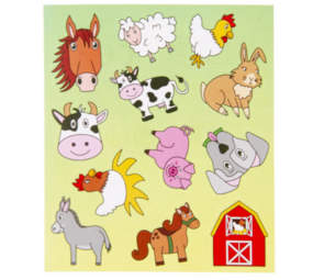 LG Imports Planche d'autocollants Ferme 12x10cm | 12 feuilles