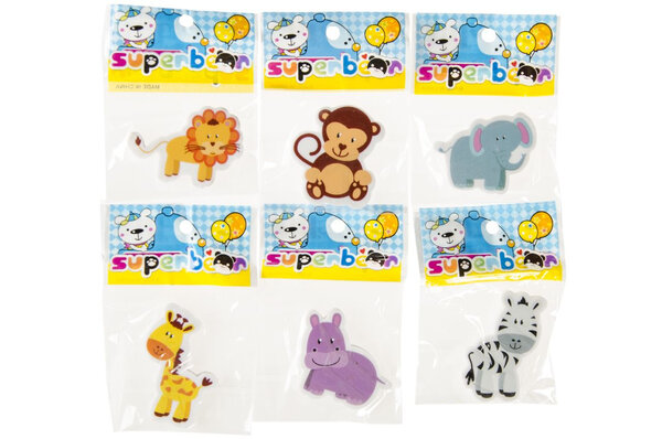 Dschungeltier-Radiergummis, 5 cm | 30 Stück