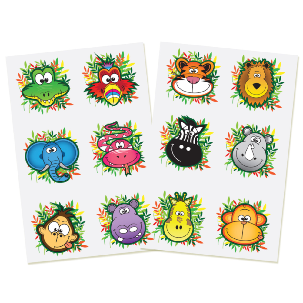 Henbrandt Tatouages ​​éphémères Jungle | 12 kits de 12 tatouages