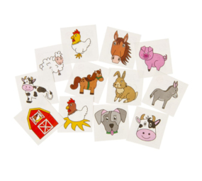 LG Imports Farm Animals Temporary Tattoos | 12 sets with 12 tattoos