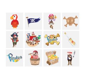 Henbrandt Pirate Fake Tattoos | 12 sets of 12 tattoos