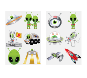 Henbrandt Alien Nep Tattoo | 12 sets met 12 tattoos Henbrandt Alien Nep Tattoo | 12 sets met 12 tattoos