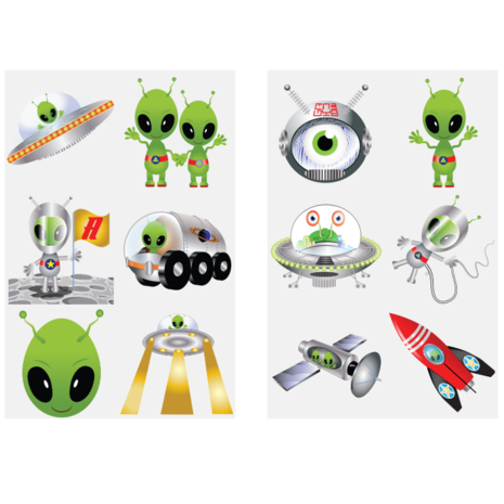 Henbrandt Alien Nep Tattoo | 12 sets met 12 tattoos