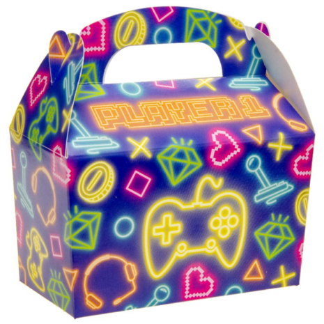 LG Imports Neon Gamer Party Favor Box 12x12.5x6cm | 12 pieces