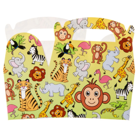 LG Imports Gastgeschenkboxen mit Dschungeltiermotiven, 12 x 12,5 x 6 cm | 12 Stück