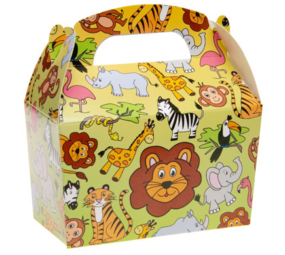 LG Imports Gastgeschenkboxen mit Dschungeltiermotiven, 12 x 12,5 x 6 cm | 12 Stück