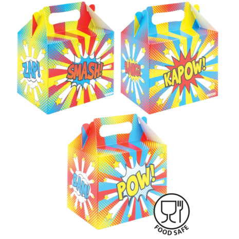 Amscan Superhero Slogan Party Favor Box 14x9.5x12cm | 12 pieces