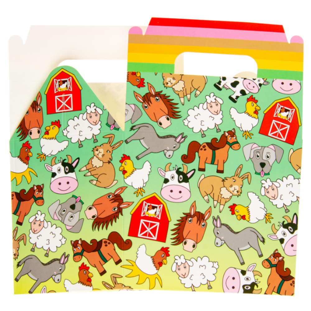 LG Imports Gastgeschenkboxen mit Bauernhoftiermotiven, 13 x 9,5 x 12 cm | 12 Stück