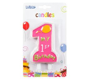 Boland Kaars My 1st birthday roze 12cm Boland Kaars My 1st birthday roze 12cm