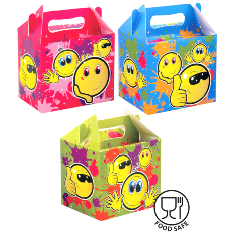 Henbrandt Emoji-Gastgeschenkbox mit Smiley-Motiv, 14 x 9,5 x 12 cm | 12 Stück