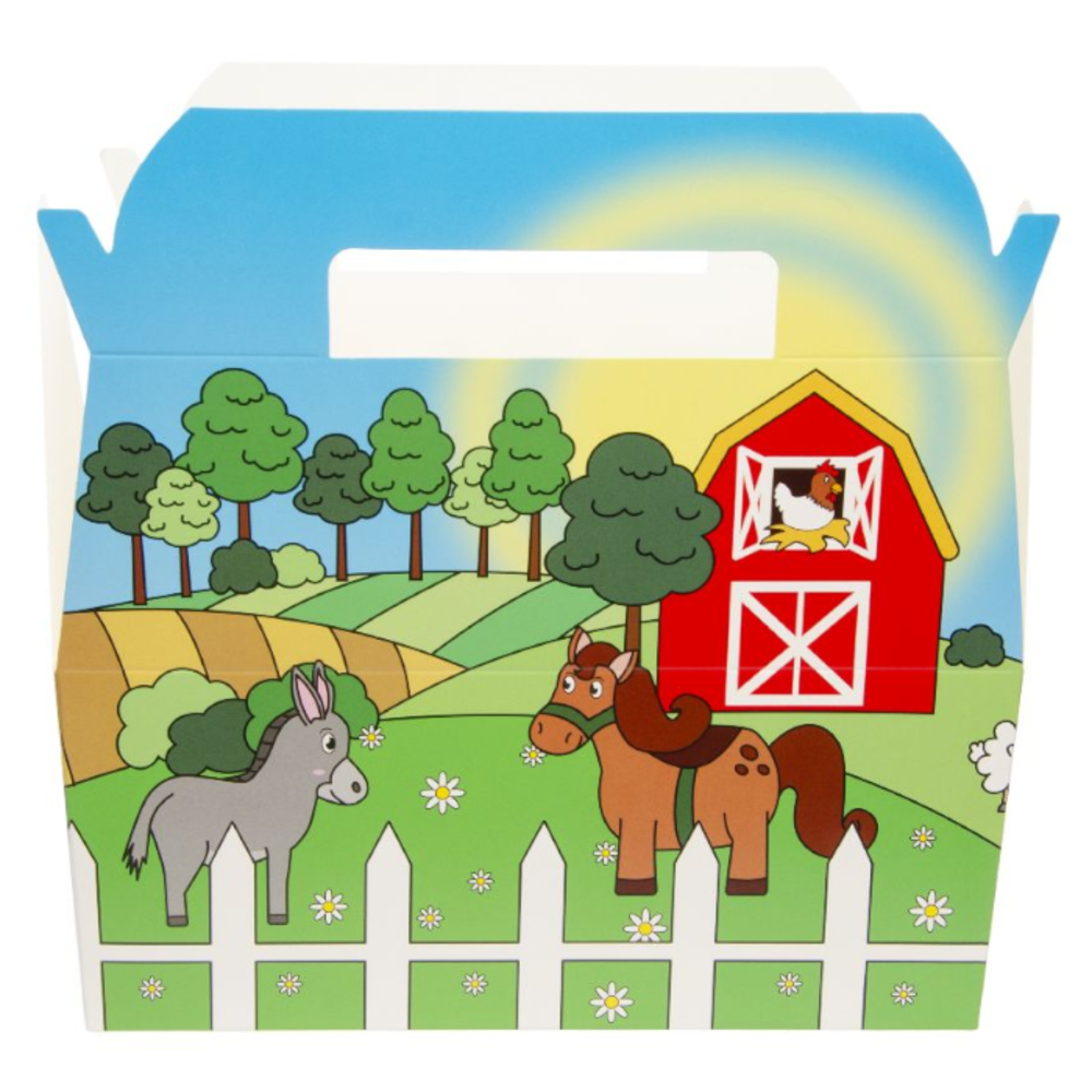 LG Imports Gastgeschenkbox mit Bauernhoftiermotiven, 22,5 x 12 x 9,5 cm | 12 Stück
