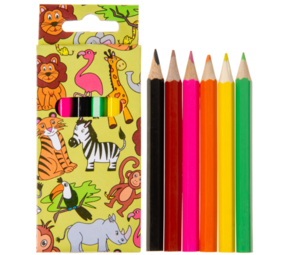 LG Imports Crayons de couleur Animaux de la jungle 9 cm | 24 boîtes
