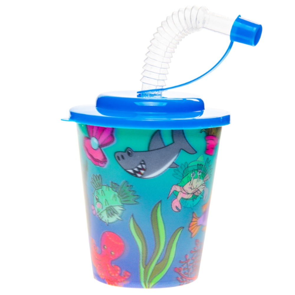 LG Imports Zeedieren Traktatie Beker met Rietje 250ml | 12 stuks LG Imports Zeedieren Traktatie Beker met Rietje 250ml | 12 stuks