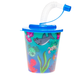 LG Imports Gobelets à friandises animaux marins avec paille 250 ml | 12 pièces