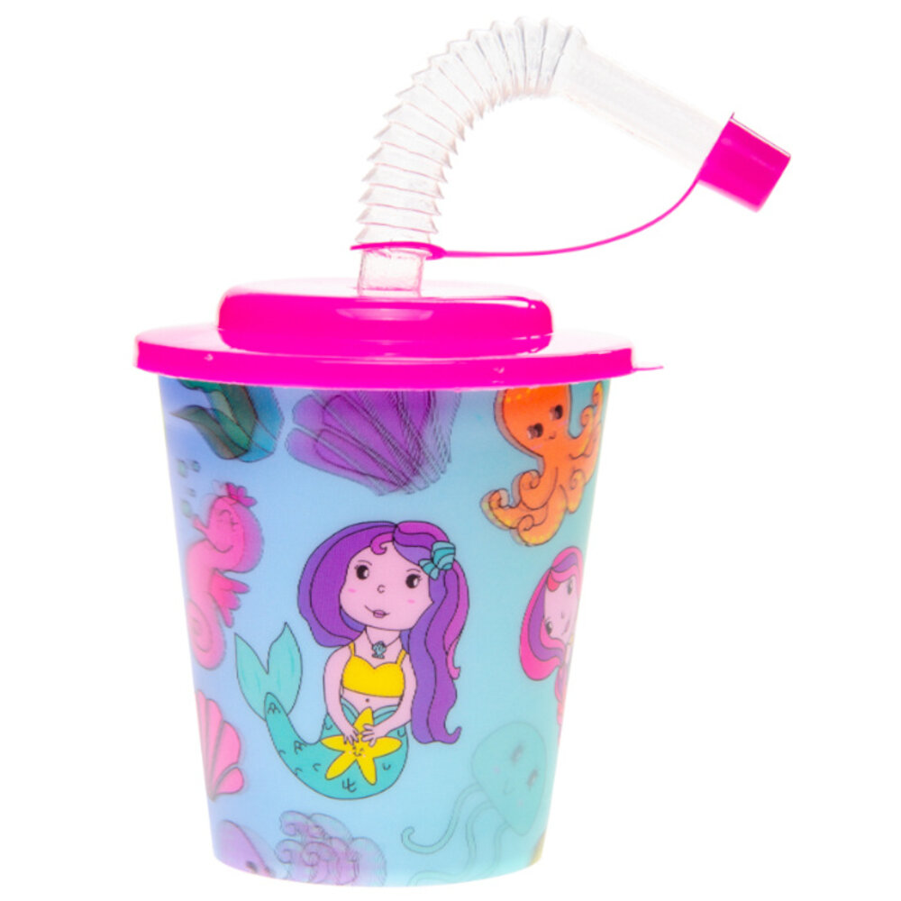 LG Imports Zeemeermin Traktatie Beker met Rietje 250ml | 12 stuks LG Imports Zeemeermin Traktatie Beker met Rietje 250ml | 12 stuks