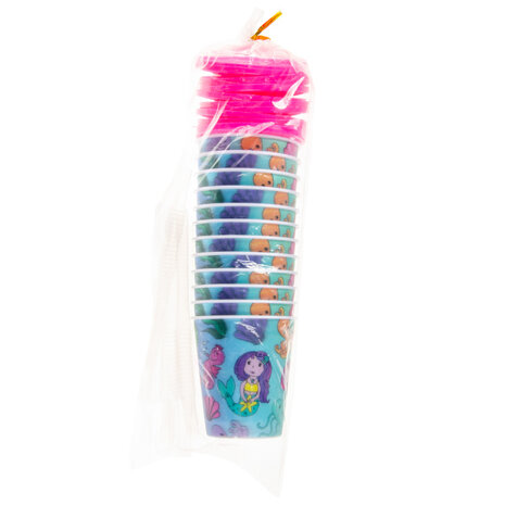 LG Imports Zeemeermin Traktatie Beker met Rietje 250ml | 12 stuks LG Imports Zeemeermin Traktatie Beker met Rietje 250ml | 12 stuks