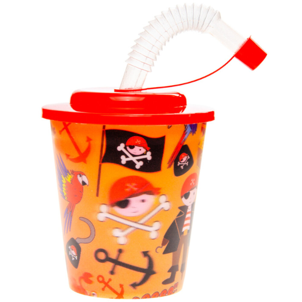 LG Imports Piraten-Leckerlibecher mit Strohhalm 250 ml | 12 Stück