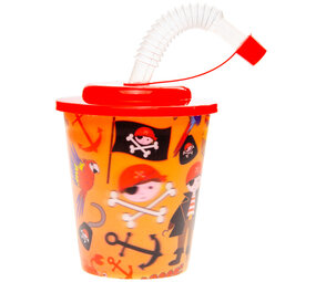 LG Imports Piraten Traktatie Beker met Rietje 250ml | 12 stuks LG Imports Piraten Traktatie Beker met Rietje 250ml | 12 stuks