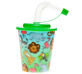 LG Imports Jungle Animals Treat Cup with Straw 250ml | 12 pieces