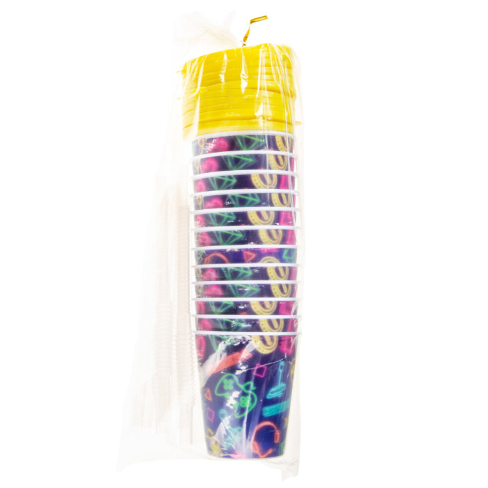 LG Imports Gobelet Gamer Neon avec paille 250 ml | 12 pièces
