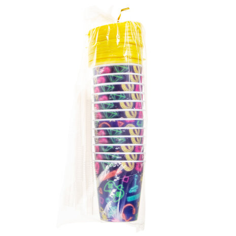 LG Imports Gamer Neon Treat Cup with Straw 250ml | 12 pieces