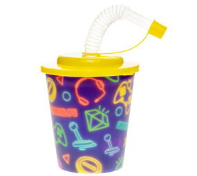 LG Imports Gamer Neon Traktatie Beker met Rietje 250ml | 12 stuks LG Imports Gamer Neon Traktatie Beker met Rietje 250ml | 12 stuks