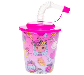 LG Imports Prinsessen Traktatie Beker met Rietje 250ml | 12 stuks LG Imports Prinsessen Traktatie Beker met Rietje 250ml | 12 stuks