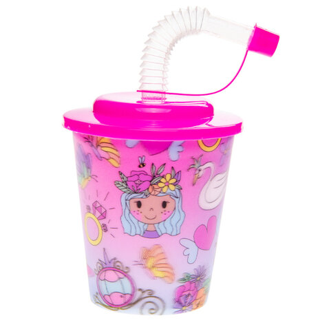 LG Imports Prinzessinnen-Leckerlibecher mit Strohhalm 250 ml | 12 Stück