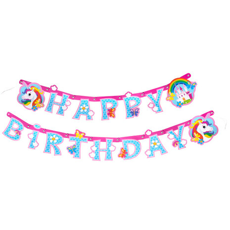 Riethmüller Eenhoorn Regenboog Letterslinger Happy Birthday 180x15cm | per stuk Riethmüller Eenhoorn Regenboog Letterslinger Happy Birthday 180x15cm | per stuk