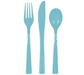 Unique Party Ensemble de couverts turquoise 18 pièces