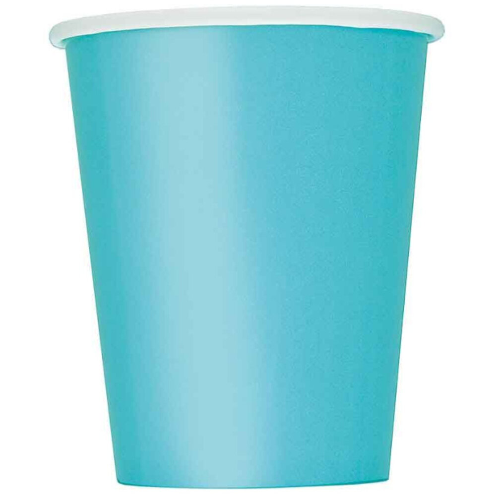 Unique Party Turquoise Bekers 270ml | 14 stuks