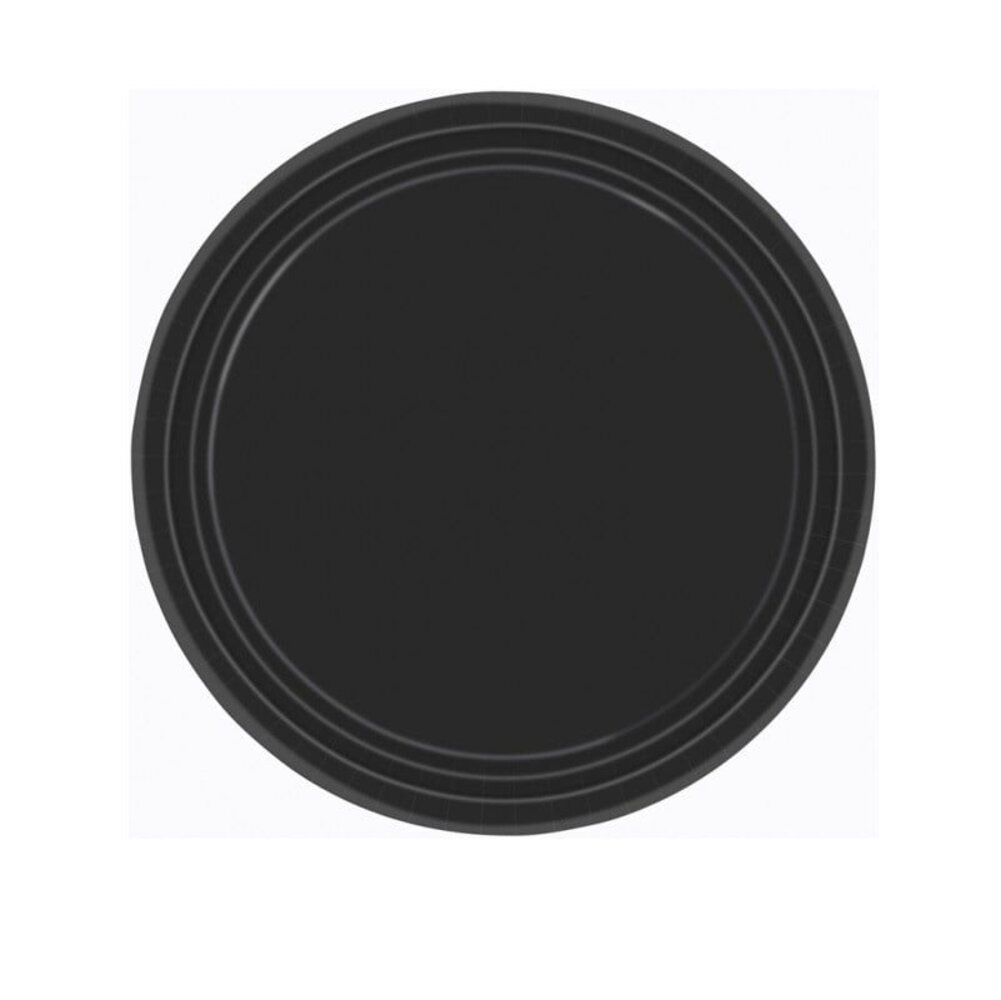 Unique Party Zwarte Borden 23cm | 8 stuks
