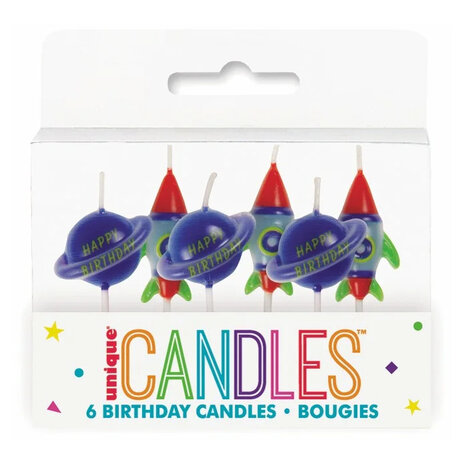 Unique Party Kaarsjes Outer Space 5cm | 6 stuks