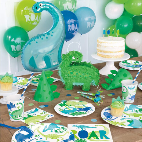 Unique Party Dinosaur Plates Blue & Green 23cm | 8 pieces