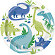 Unique Party Dinosaurier-Teller, blau & grün, 23 cm | 8 Stück
