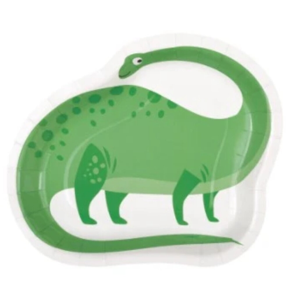 Unique Party Dinosaurus Borden  Blauw & Groen 21cm | 8 stuks