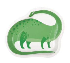 Unique Party Dinosaurus Borden  Blauw & Groen 21cm | 8 stuks