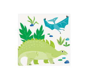 Unique Party Dinosaur Napkins Blue & Green 25x25cm | 16 pieces