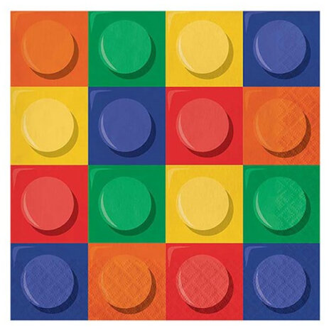 Creative Converting Lego Servetten Block Party 33x33cm | 16 stuks