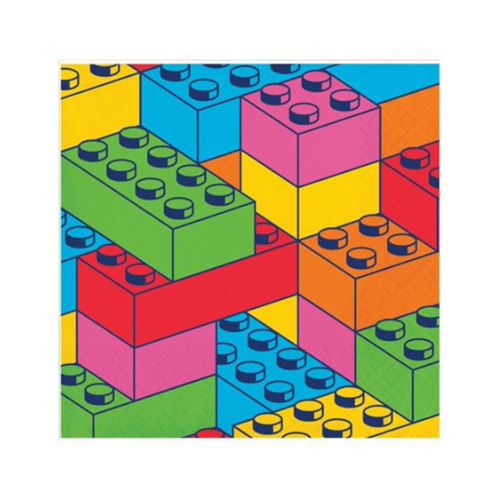 Creative Converting Serviettes Lego Block Bash 25x25cm | 16 pièces