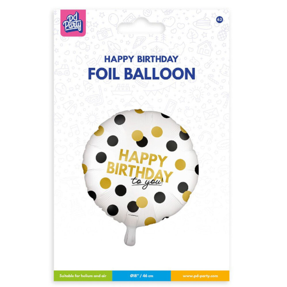 Paper Dreams Happy Birthday Helium Ballon Celebration 45cm Leeg | per stuk Paper Dreams Happy Birthday Helium Ballon Celebration 45cm Leeg | per stuk