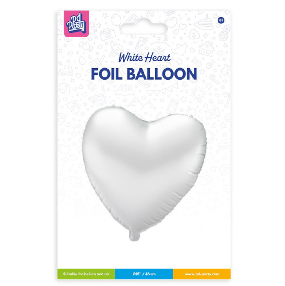 Paper Dreams Helium Balloon Heart White Empty 46cm | per piece